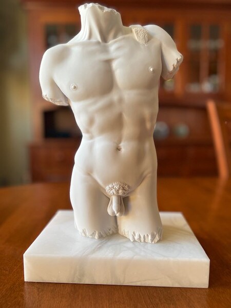 male nude David torso sculpture marble Michelangelo study statue body